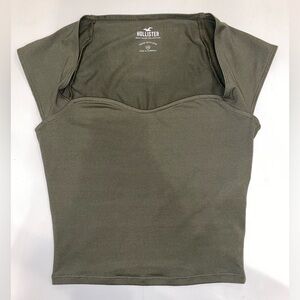 Hollister Sweetheart Neckline Olive Crop Top, XS